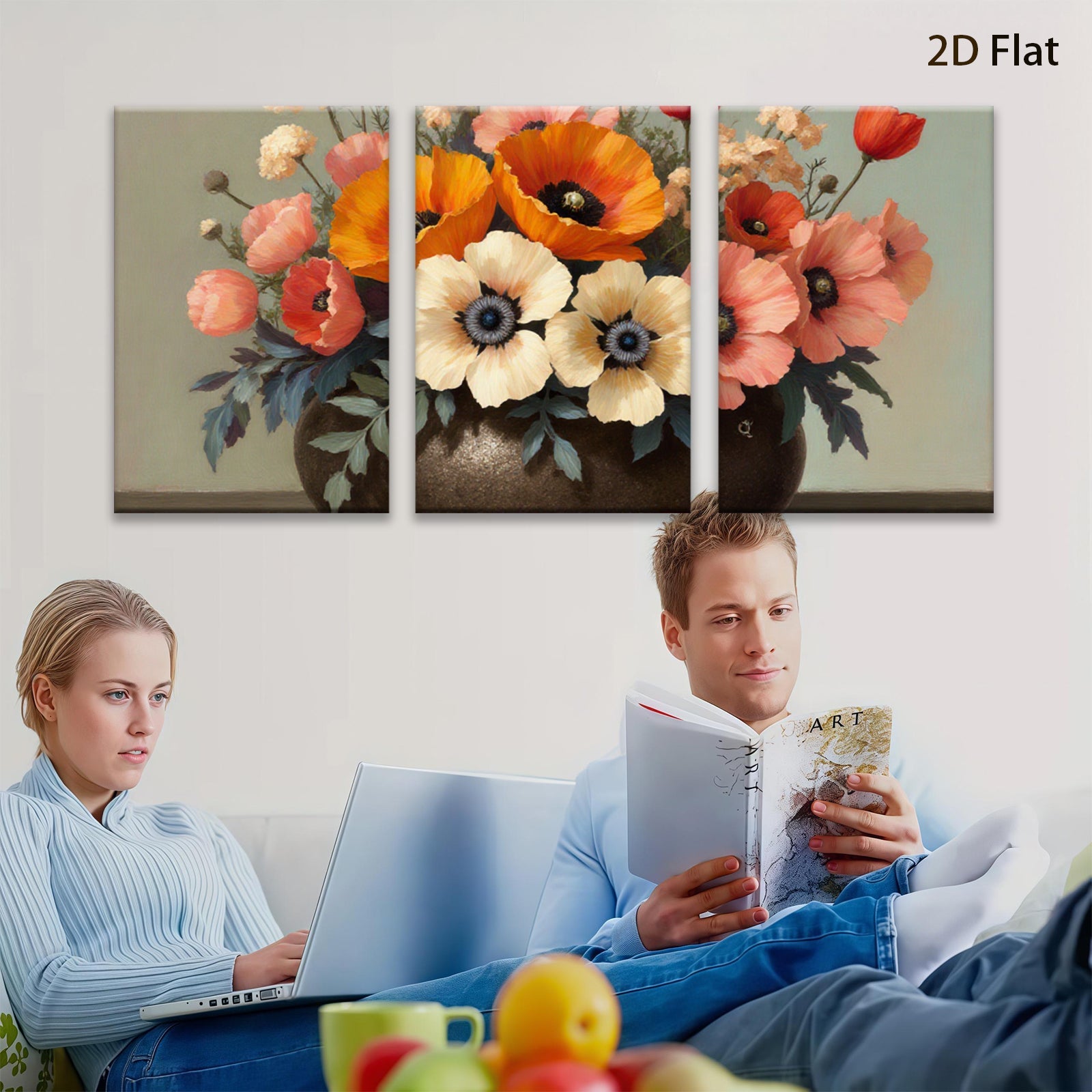 2D flat 1pc Vibrant Floral Still Life Bouquet Farmhouse Wall Decor Living Room Bedroom Art Prints Canvas Paintings Modern Home D��cor