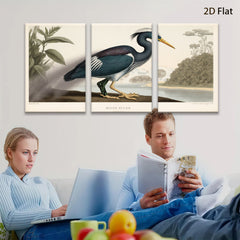 2D flat 1pc Vibrant Great Blue Heron Bird Portrait Wall Art Decor Living Room Bedroom Home Office Canvas Prints Modern Farmhouse Style
