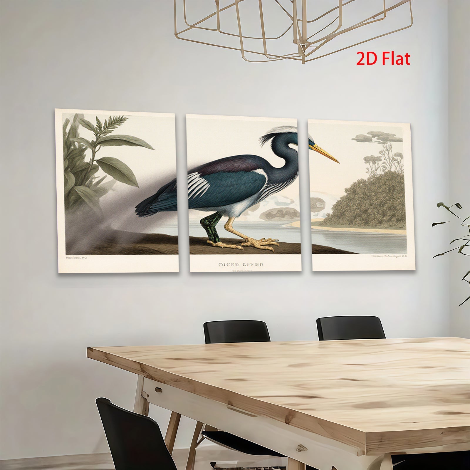 2D flat 1pc Vibrant Great Blue Heron Bird Portrait Wall Art Decor Living Room Bedroom Home Office Canvas Prints Modern Farmhouse Style
