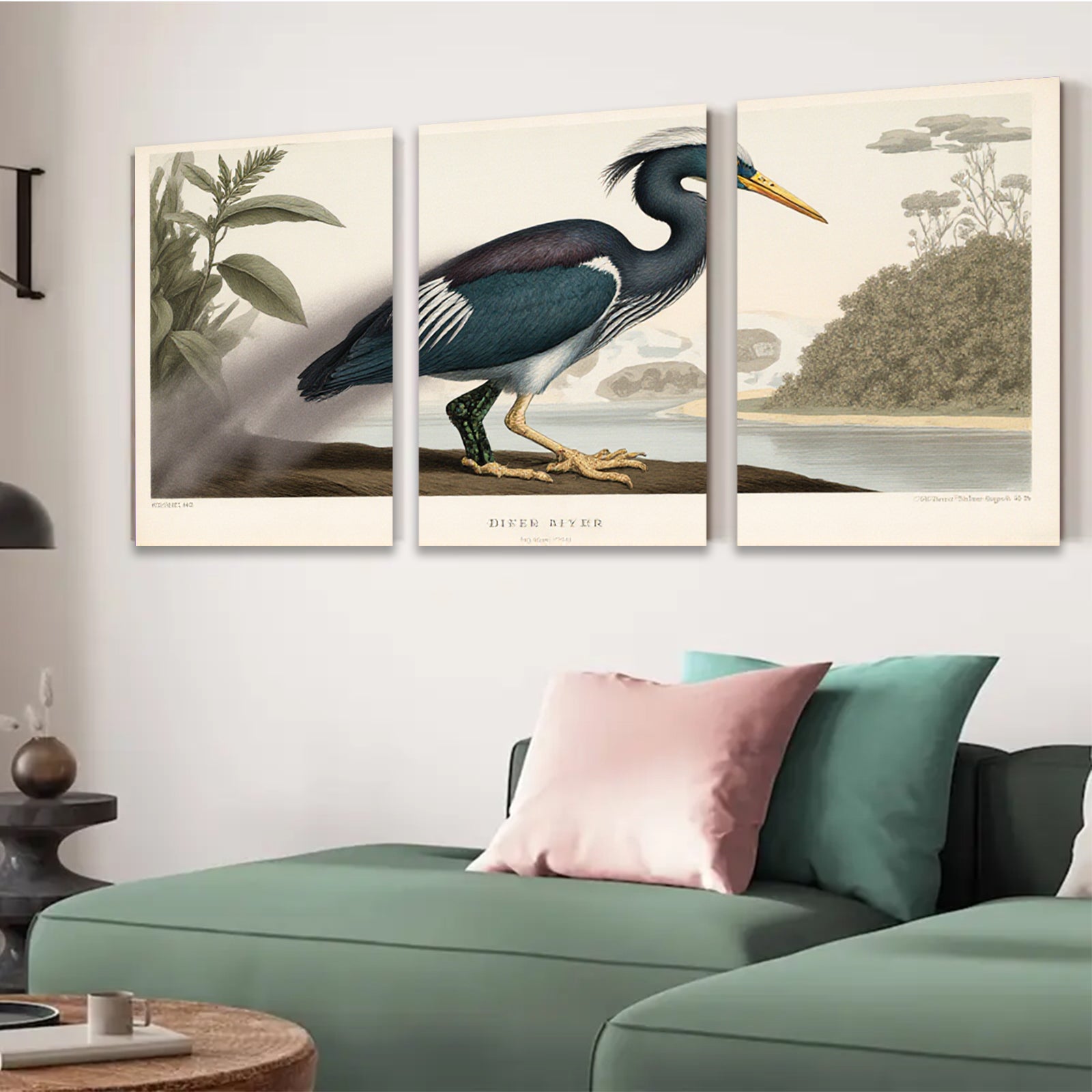 2D flat 1pc Vibrant Great Blue Heron Bird Portrait Wall Art Decor Living Room Bedroom Home Office Canvas Prints Modern Farmhouse Style