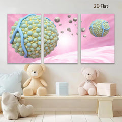 2D flat 1pc Vibrant Microscopic Cells Floating Abstract Wall Art Decor for Living Room Bedroom Modern Farmhouse Gallery Wrapped Canvas Prints