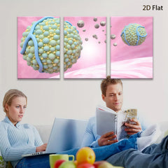 2D flat 1pc Vibrant Microscopic Cells Floating Abstract Wall Art Decor for Living Room Bedroom Modern Farmhouse Gallery Wrapped Canvas Prints