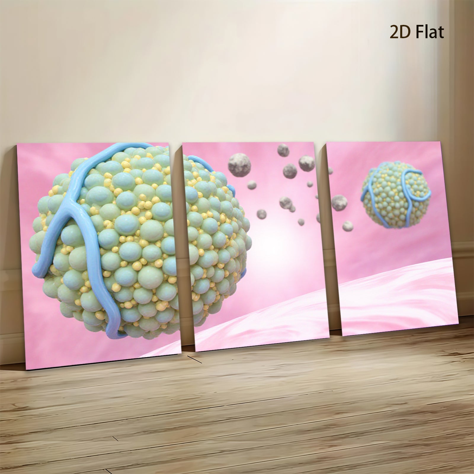 2D flat 1pc Vibrant Microscopic Cells Floating Abstract Wall Art Decor for Living Room Bedroom Modern Farmhouse Gallery Wrapped Canvas Prints