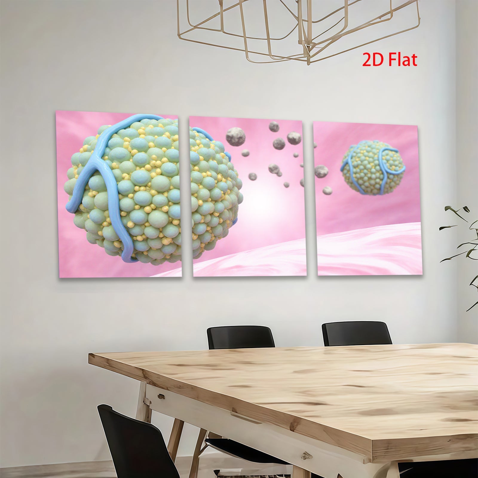 2D flat 1pc Vibrant Microscopic Cells Floating Abstract Wall Art Decor for Living Room Bedroom Modern Farmhouse Gallery Wrapped Canvas Prints