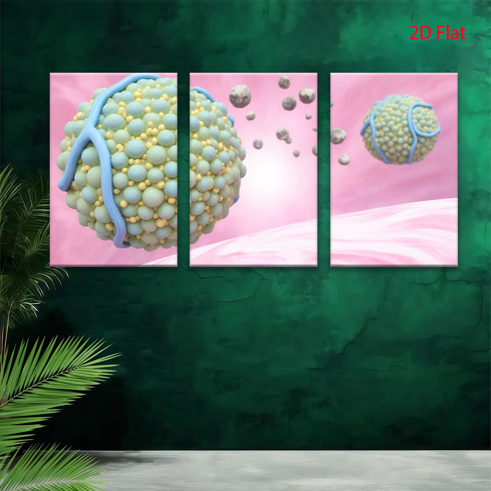 2D flat 1pc Vibrant Microscopic Cells Floating Abstract Wall Art Decor for Living Room Bedroom Modern Farmhouse Gallery Wrapped Canvas Prints