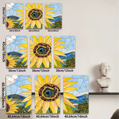 2D flat 1pc Vibrant Mosaic Sunflower Field Landscape Wall Art Decor for Living Room Bedroom Farmhouse Style Gallery Wrapped Canvas Prints Modern Artwork