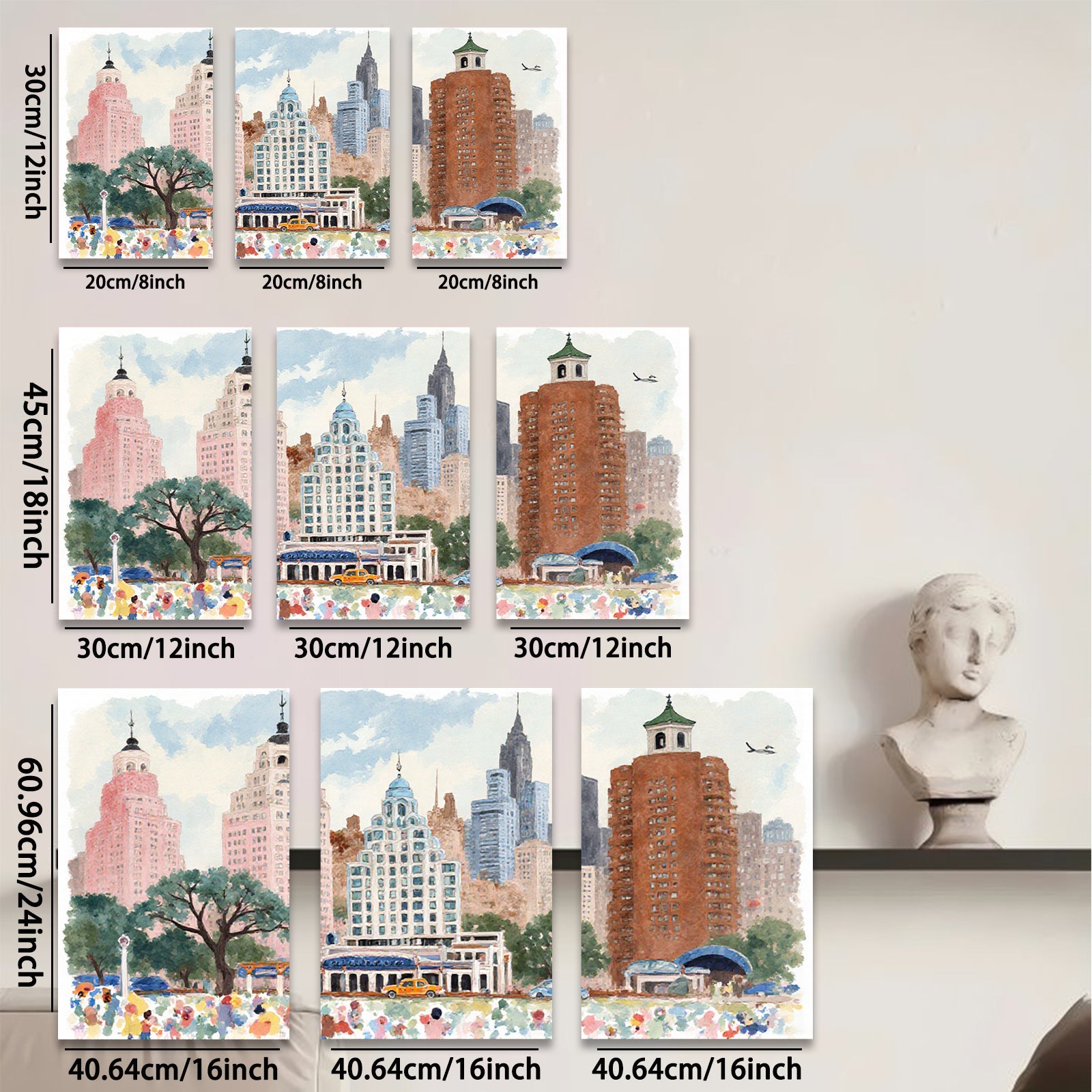 2D flat 1pc Vibrant New York City Street Scene Wall Art Canvas Prints for Living Room Bedroom Home Decor Modern Farmhouse Style Gallery Wrapped