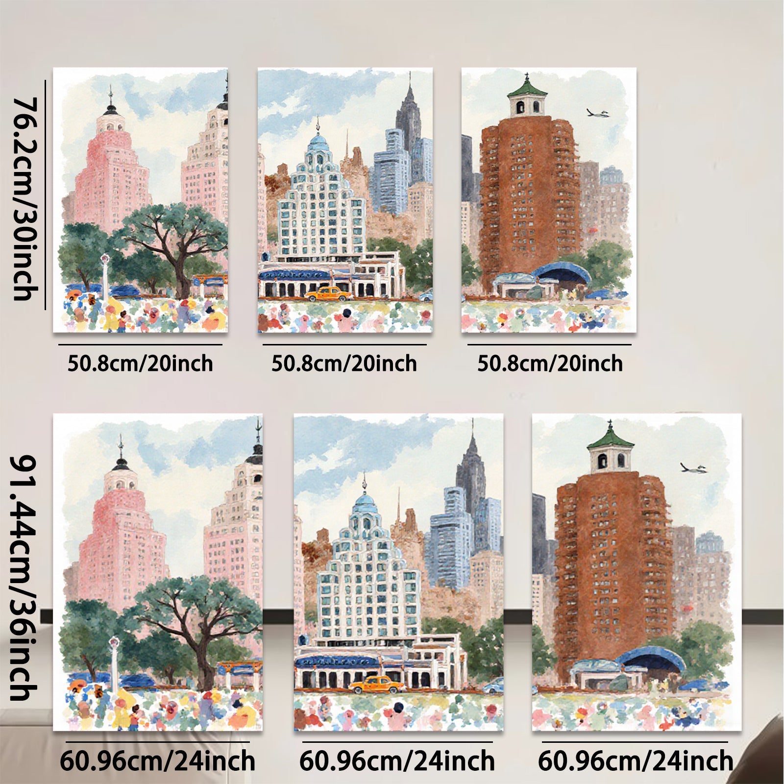 2D flat 1pc Vibrant New York City Street Scene Wall Art Canvas Prints for Living Room Bedroom Home Decor Modern Farmhouse Style Gallery Wrapped