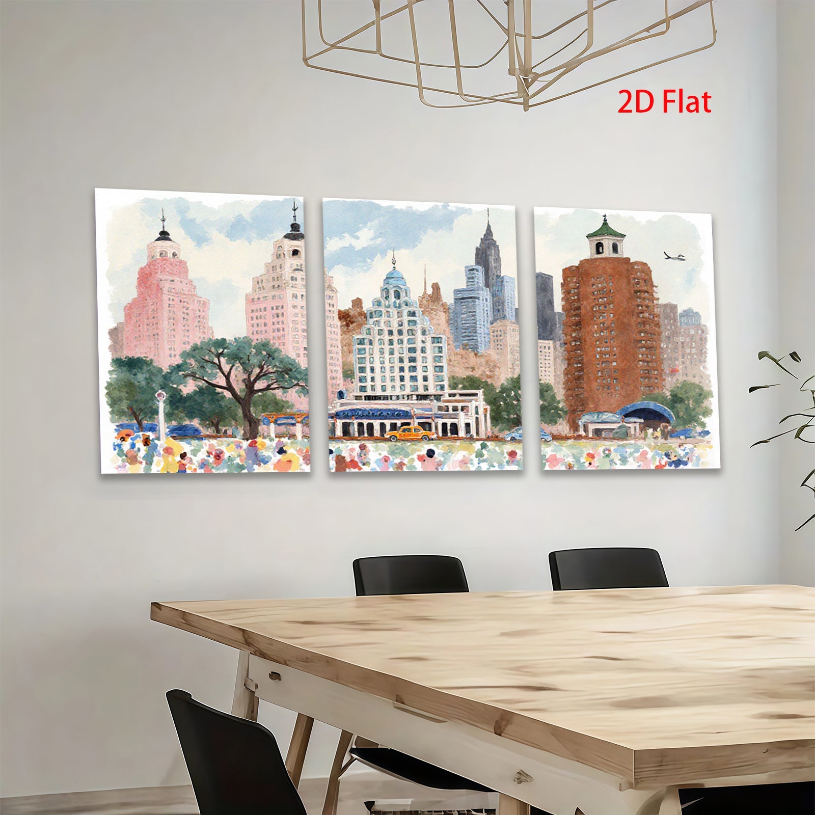 2D flat 1pc Vibrant New York City Street Scene Wall Art Canvas Prints for Living Room Bedroom Home Decor Modern Farmhouse Style Gallery Wrapped