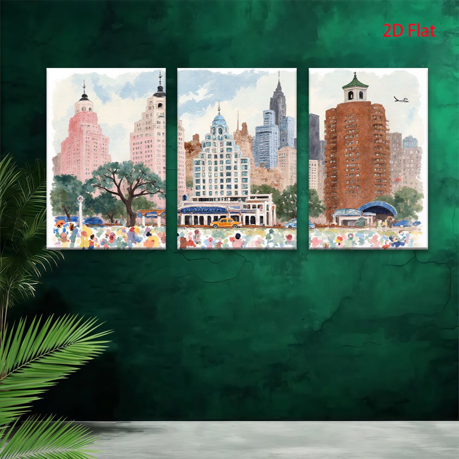 2D flat 1pc Vibrant New York City Street Scene Wall Art Canvas Prints for Living Room Bedroom Home Decor Modern Farmhouse Style Gallery Wrapped