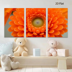2D flat 1pc Vibrant Orange Gerbera Daisy Floral Wall Art Botanical Home Decor Living Room Bedroom Canvas Print Modern Farmhouse Style Trending Now Gallery Wrapped Ready Hang