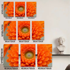 2D flat 1pc Vibrant Orange Gerbera Daisy Floral Wall Art Botanical Home Decor Living Room Bedroom Canvas Print Modern Farmhouse Style Trending Now Gallery Wrapped Ready Hang