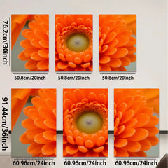 2D flat 1pc Vibrant Orange Gerbera Daisy Floral Wall Art Botanical Home Decor Living Room Bedroom Canvas Print Modern Farmhouse Style Trending Now Gallery Wrapped Ready Hang