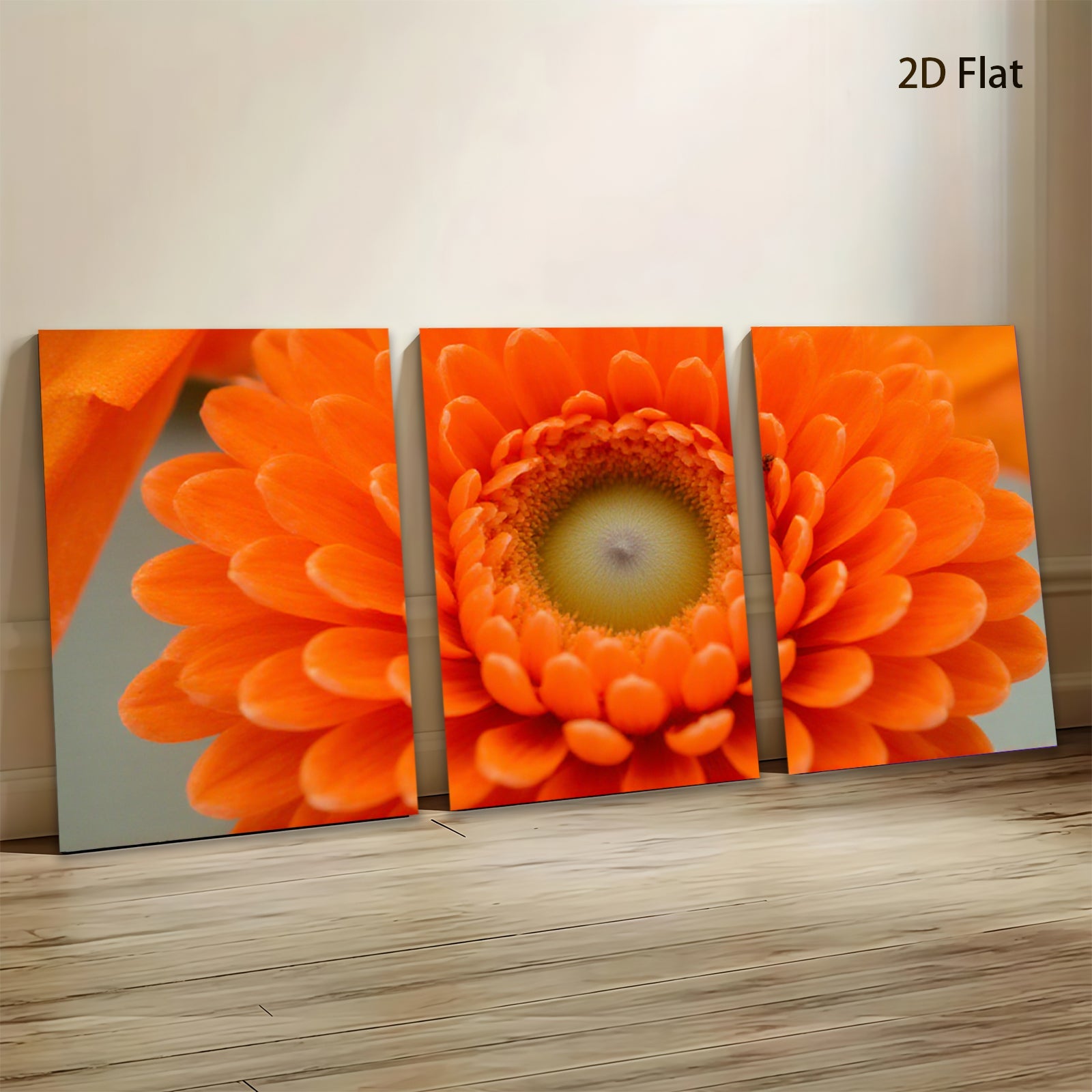2D flat 1pc Vibrant Orange Gerbera Daisy Floral Wall Art Botanical Home Decor Living Room Bedroom Canvas Print Modern Farmhouse Style Trending Now Gallery Wrapped Ready Hang