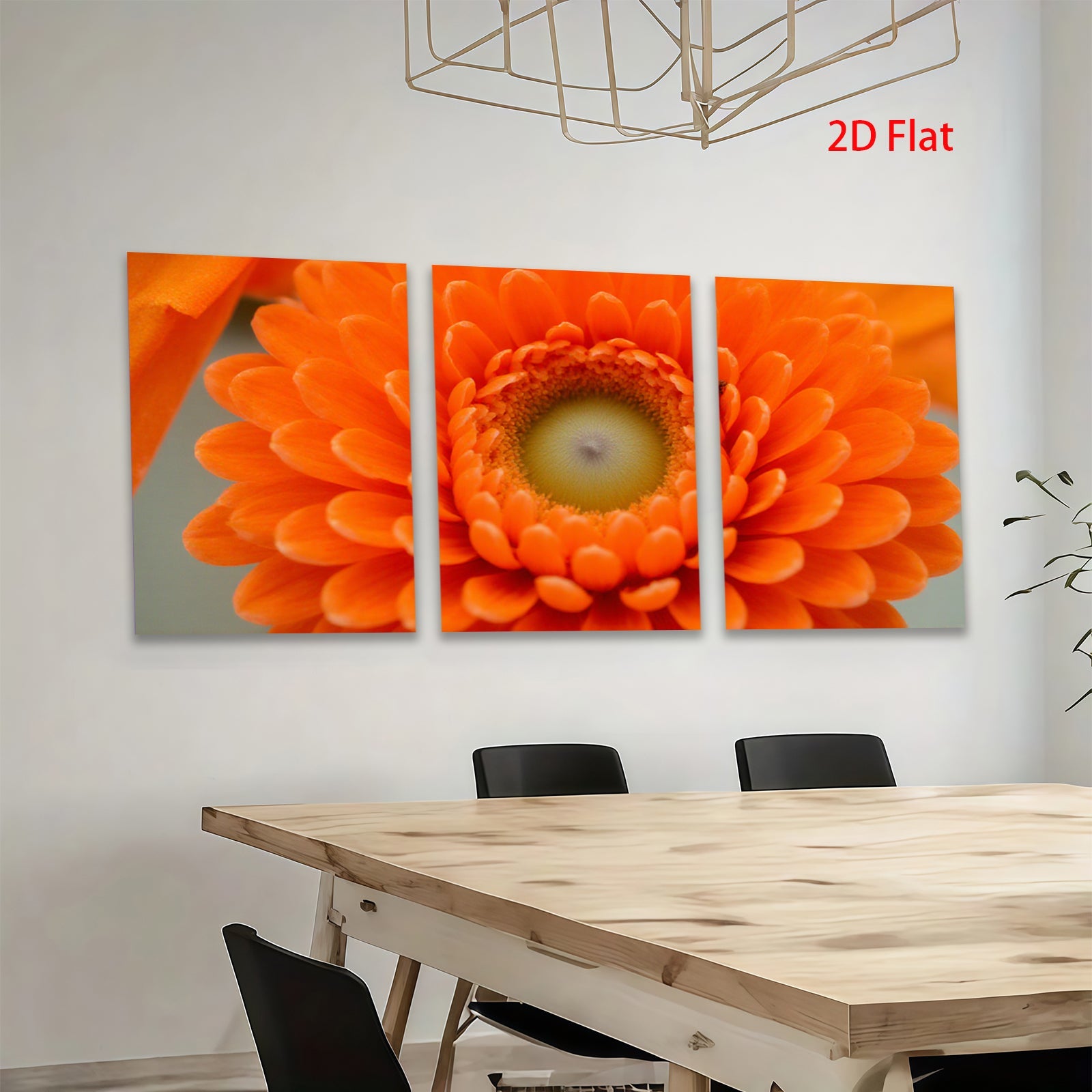 2D flat 1pc Vibrant Orange Gerbera Daisy Floral Wall Art Botanical Home Decor Living Room Bedroom Canvas Print Modern Farmhouse Style Trending Now Gallery Wrapped Ready Hang