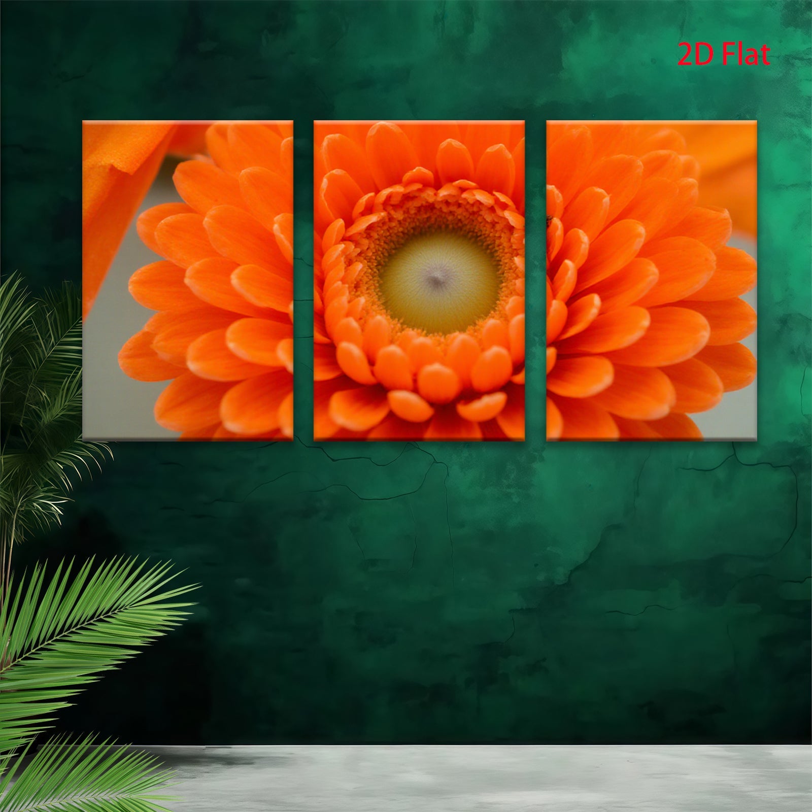 2D flat 1pc Vibrant Orange Gerbera Daisy Floral Wall Art Botanical Home Decor Living Room Bedroom Canvas Print Modern Farmhouse Style Trending Now Gallery Wrapped Ready Hang