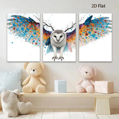 2D flat 1pc Vibrant Owl Wings Abstract Art Canvas Wall Decor Living Room Bedroom Modern Farmhouse Gallery Wrapped Ready To Hang Teal Blue