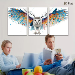 2D flat 1pc Vibrant Owl Wings Abstract Art Canvas Wall Decor Living Room Bedroom Modern Farmhouse Gallery Wrapped Ready To Hang Teal Blue