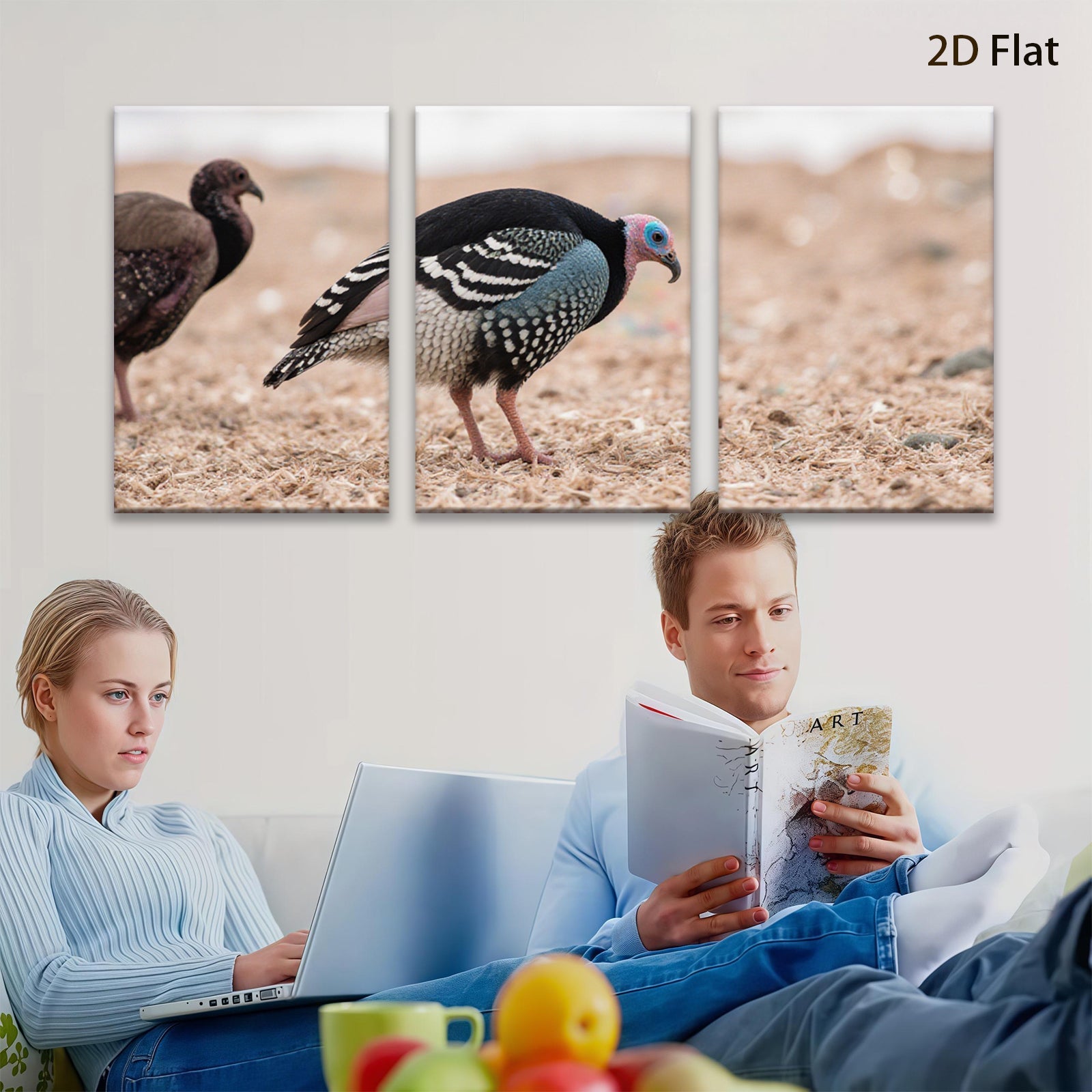 2D flat 1pc Vibrant Painted Bunting Bird Wildlife Nature Farmhouse Wall Decor Living Room Bedroom Modern Canvas Art Prints Botanical Floral Gallery Wrapped