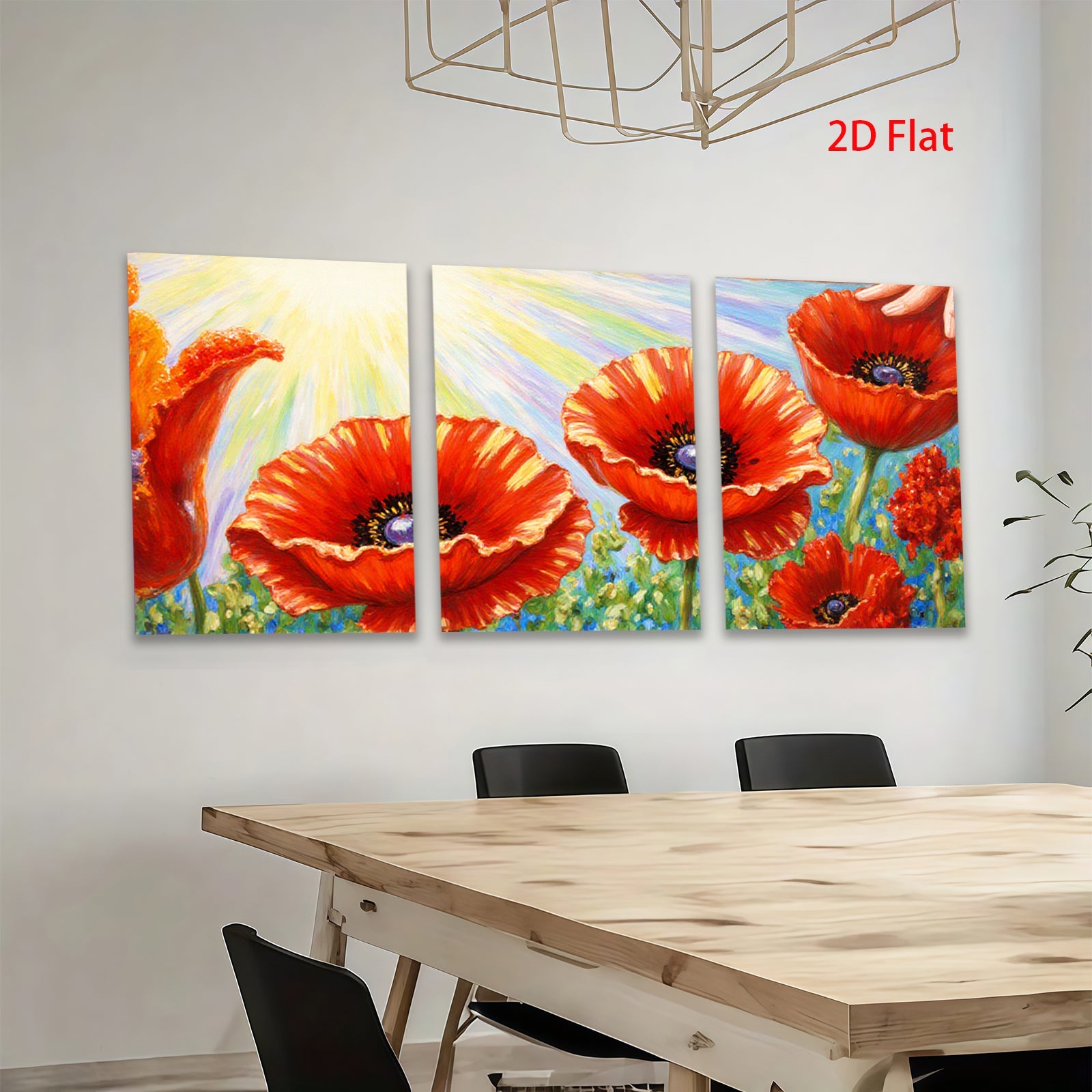 2D flat 1pc Vibrant Poppy Field Blooms Rustic Farmhouse Wall Decor Living Room Bedroom Canvas Art Prints Modern Botanical Artwork Gallery Wrapped Ready to Hang