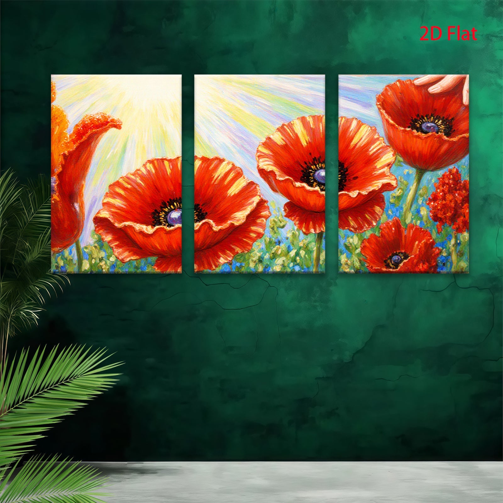 2D flat 1pc Vibrant Poppy Field Blooms Rustic Farmhouse Wall Decor Living Room Bedroom Canvas Art Prints Modern Botanical Artwork Gallery Wrapped Ready to Hang