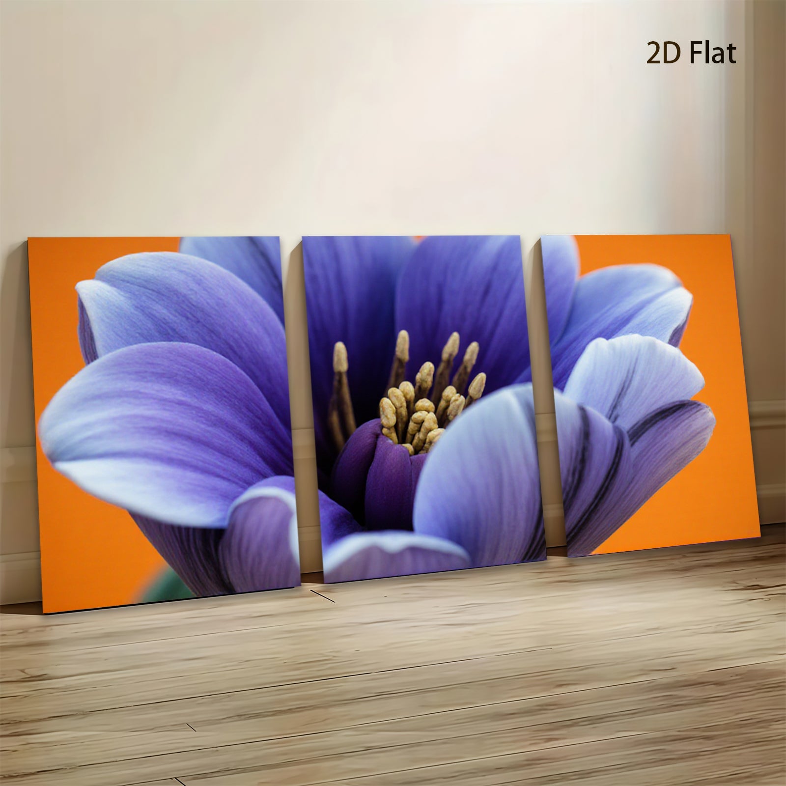 2D flat 1pc Vibrant Purple Crocus Bloom Floral Wall Art Living Room Bedroom Decor Modern Farmhouse Style Canvas Prints for Home Gallery Wrapped Tealightful