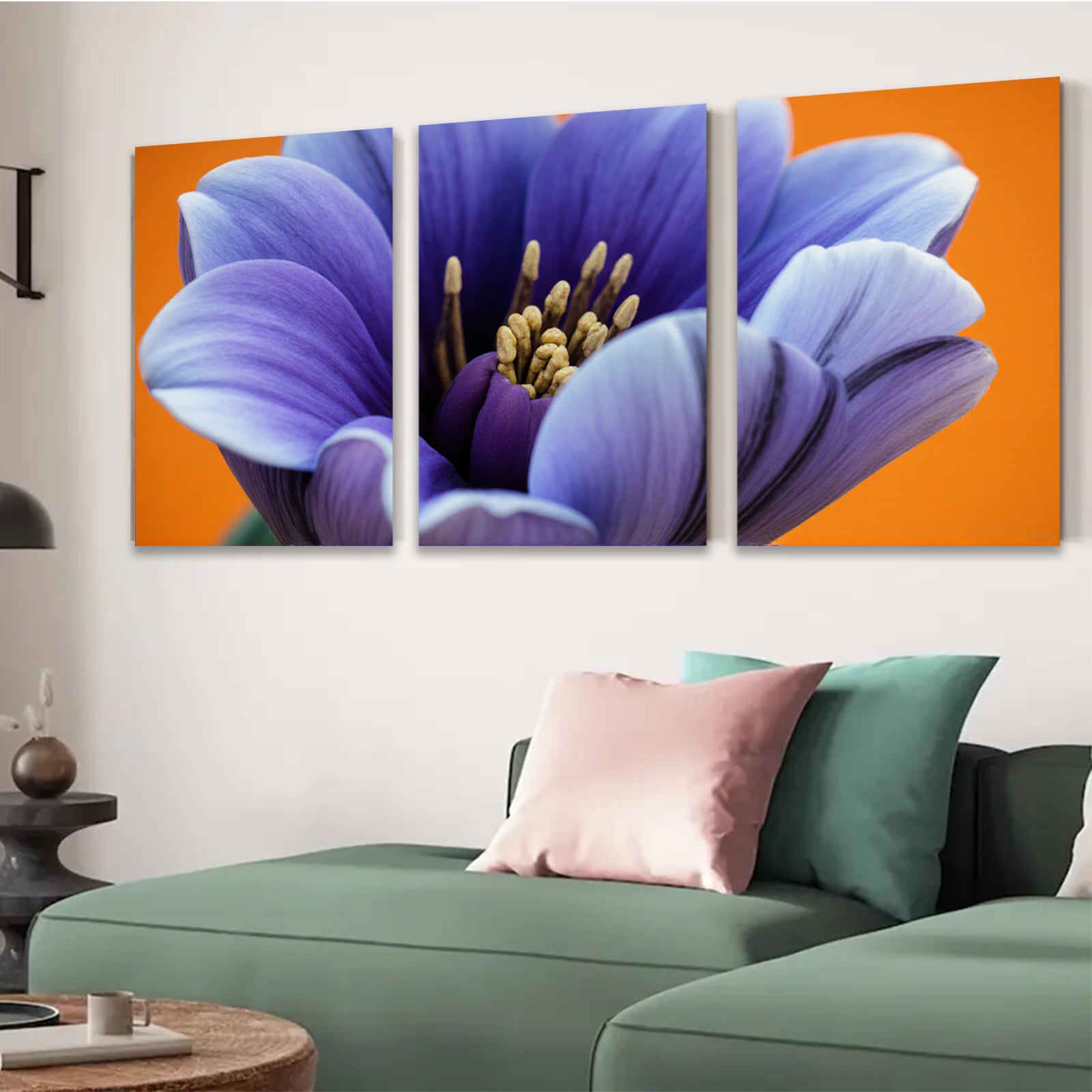 2D flat 1pc Vibrant Purple Crocus Bloom Floral Wall Art Living Room Bedroom Decor Modern Farmhouse Style Canvas Prints for Home Gallery Wrapped Tealightful