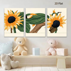 2D flat 1pc Vibrant Sunflower Bloom Botanical Wall Art for Living Room Bedroom Farmhouse Decor Gallery Wrapped Canvas Prints Modern Artwork