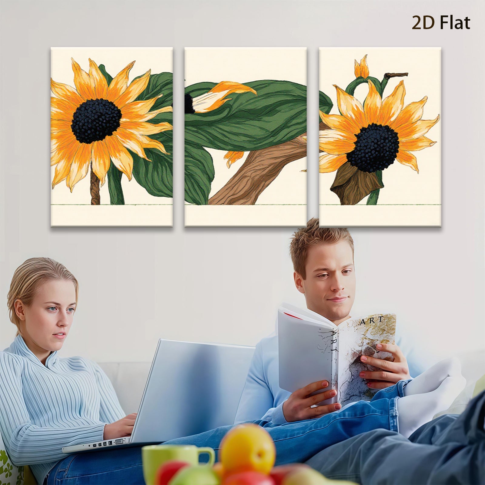 2D flat 1pc Vibrant Sunflower Bloom Botanical Wall Art for Living Room Bedroom Farmhouse Decor Gallery Wrapped Canvas Prints Modern Artwork