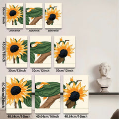 2D flat 1pc Vibrant Sunflower Bloom Botanical Wall Art for Living Room Bedroom Farmhouse Decor Gallery Wrapped Canvas Prints Modern Artwork