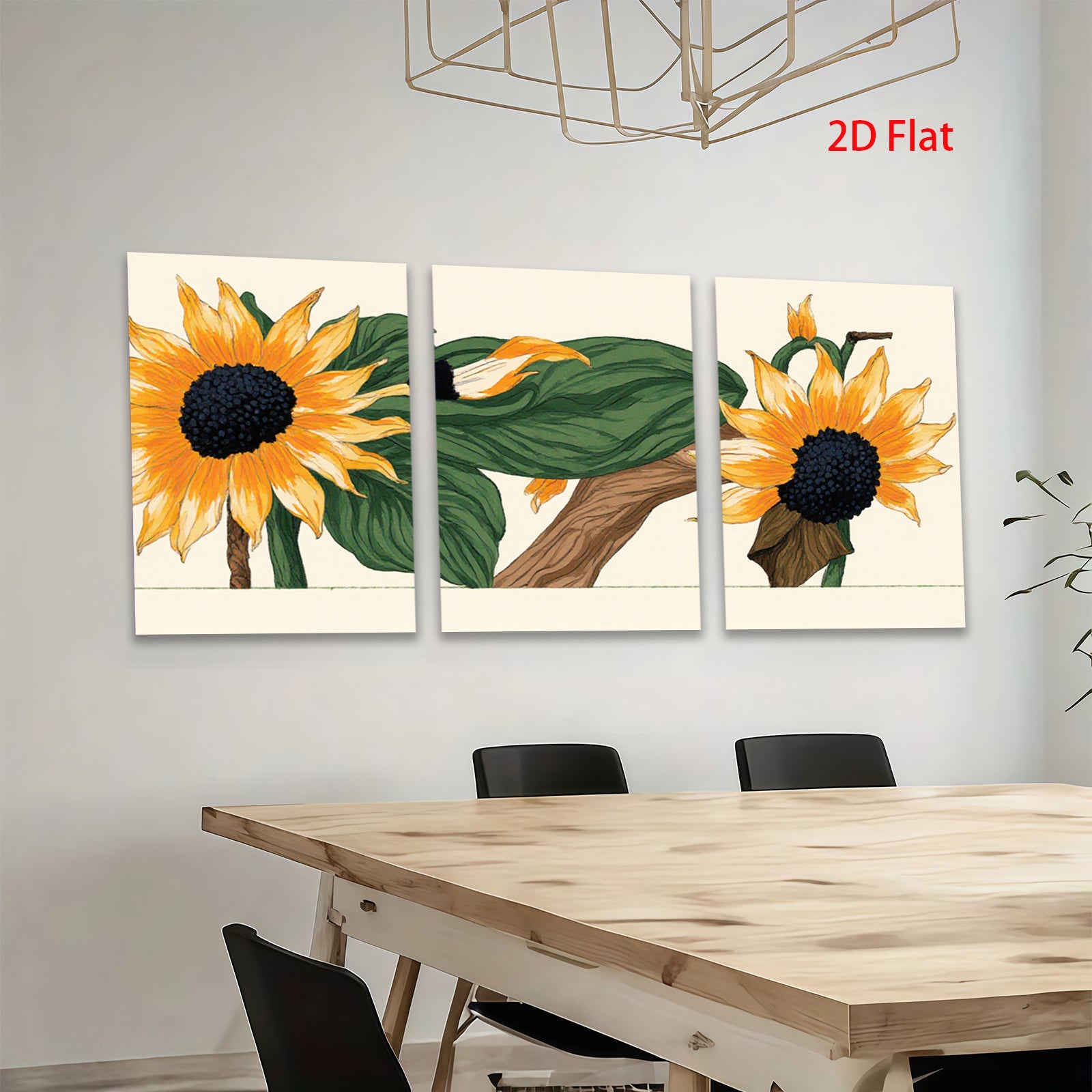 2D flat 1pc Vibrant Sunflower Bloom Botanical Wall Art for Living Room Bedroom Farmhouse Decor Gallery Wrapped Canvas Prints Modern Artwork