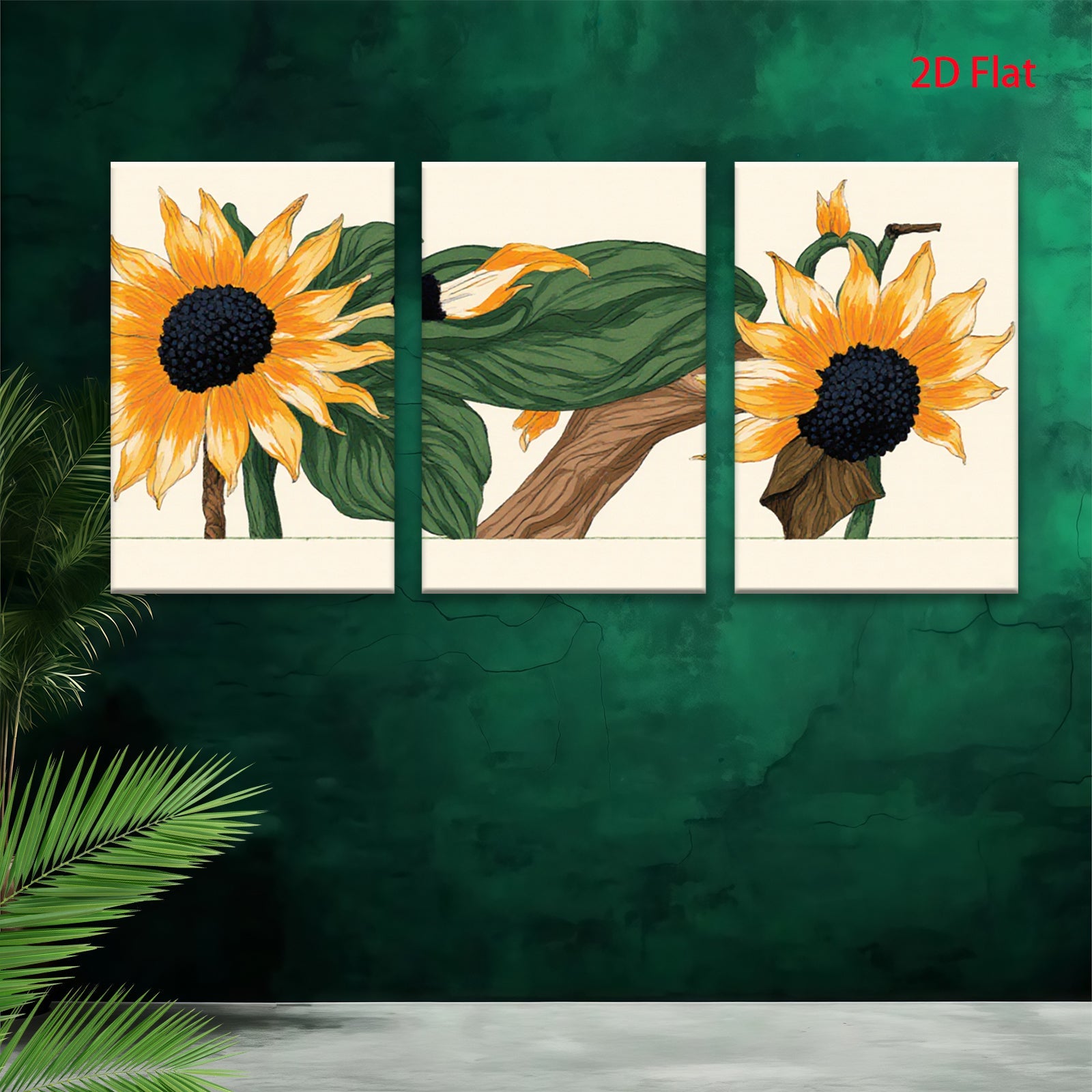 2D flat 1pc Vibrant Sunflower Bloom Botanical Wall Art for Living Room Bedroom Farmhouse Decor Gallery Wrapped Canvas Prints Modern Artwork