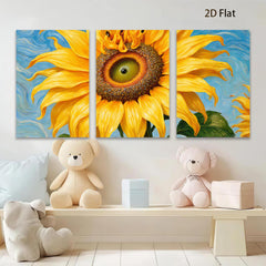 2D flat 1pc Vibrant Sunflower Bloom Wall Art Canvas Prints Farmhouse Decor Living Room Bedroom Modern Art Rustic Chic Gallery Wrapped Ready to Hang