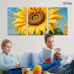 2D flat 1pc Vibrant Sunflower Bloom Wall Art Canvas Prints Farmhouse Decor Living Room Bedroom Modern Art Rustic Chic Gallery Wrapped Ready to Hang