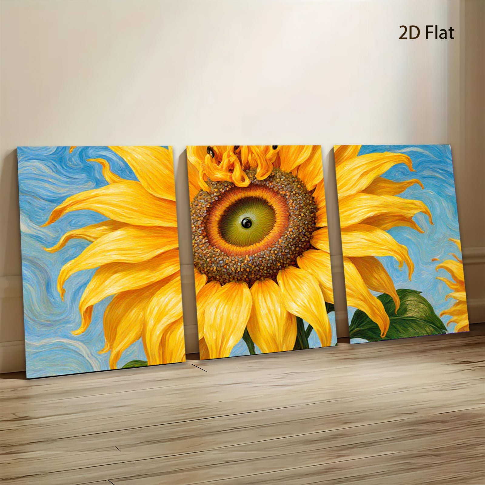 2D flat 1pc Vibrant Sunflower Bloom Wall Art Canvas Prints Farmhouse Decor Living Room Bedroom Modern Art Rustic Chic Gallery Wrapped Ready to Hang
