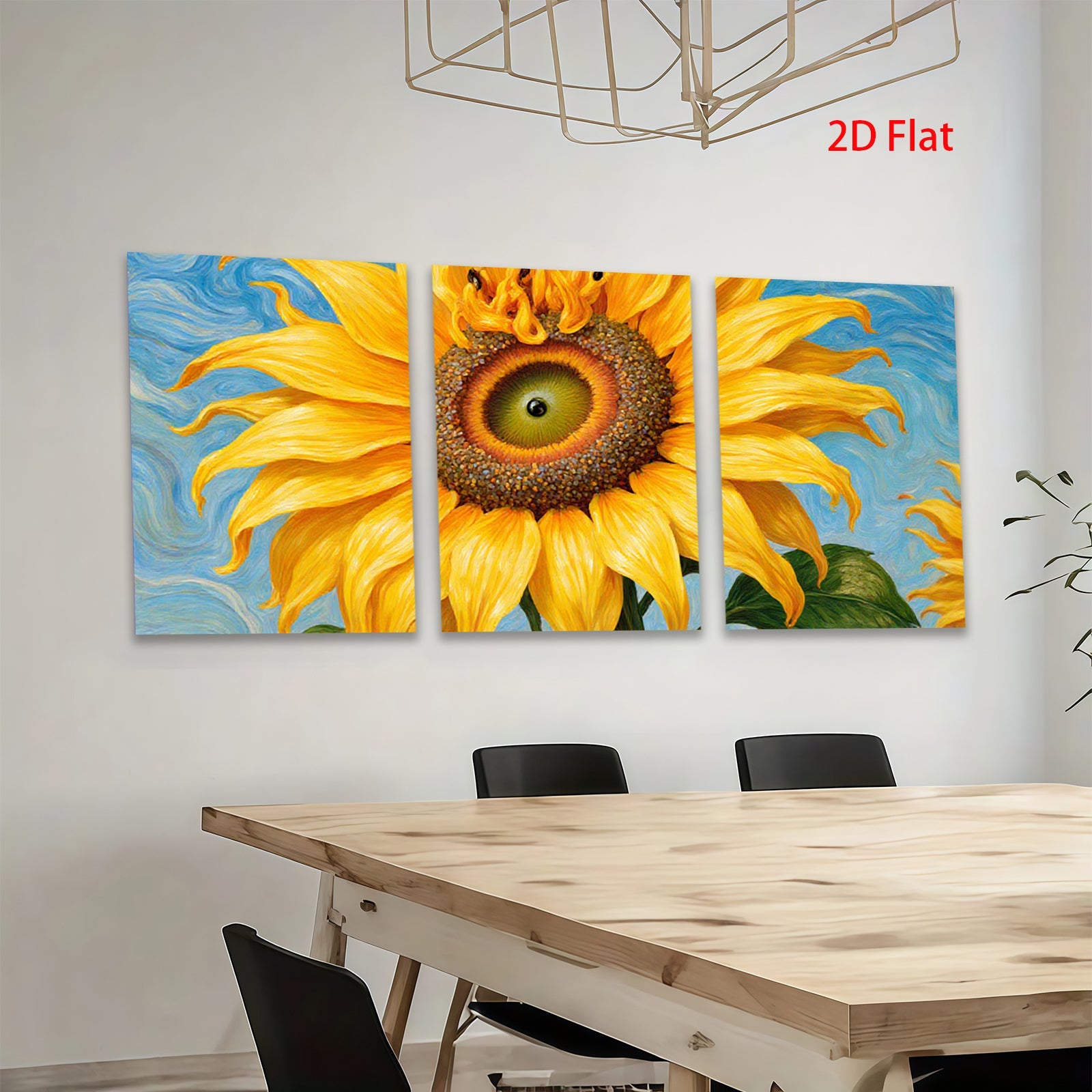 2D flat 1pc Vibrant Sunflower Bloom Wall Art Canvas Prints Farmhouse Decor Living Room Bedroom Modern Art Rustic Chic Gallery Wrapped Ready to Hang