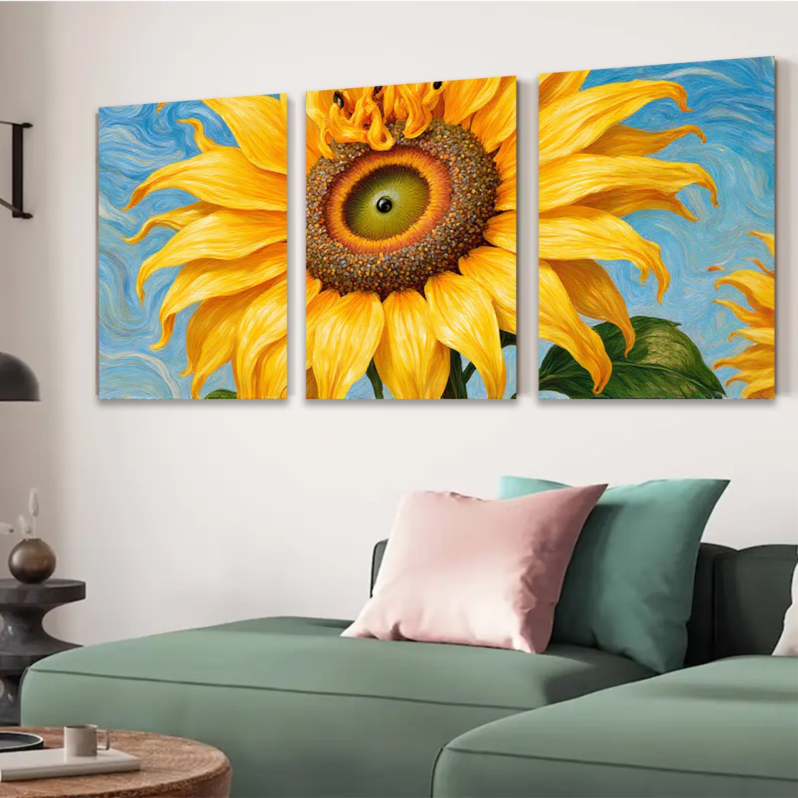 2D flat 1pc Vibrant Sunflower Bloom Wall Art Canvas Prints Farmhouse Decor Living Room Bedroom Modern Art Rustic Chic Gallery Wrapped Ready to Hang