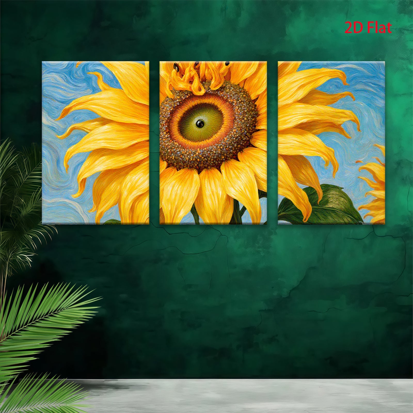 2D flat 1pc Vibrant Sunflower Bloom Wall Art Canvas Prints Farmhouse Decor Living Room Bedroom Modern Art Rustic Chic Gallery Wrapped Ready to Hang