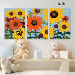 2D flat 1pc Vibrant Sunflower Field Bloom Rustic Farmhouse Wall Decor Living Room Bedroom Art Prints Canvas Paintings Modern Home Decorations