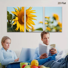 2D flat 1pc Vibrant Sunflower Field Blossoms Country Farmhouse Wall Art Decor Living Room Bedroom Kitchen Rustic Modern Gallery Wrapped Canvas Print Teal Accent