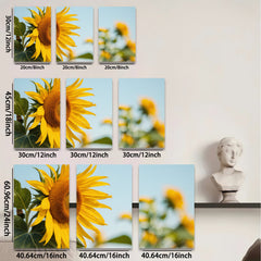 2D flat 1pc Vibrant Sunflower Field Blossoms Country Farmhouse Wall Art Decor Living Room Bedroom Kitchen Rustic Modern Gallery Wrapped Canvas Print Teal Accent
