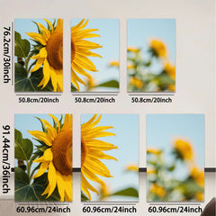 2D flat 1pc Vibrant Sunflower Field Blossoms Country Farmhouse Wall Art Decor Living Room Bedroom Kitchen Rustic Modern Gallery Wrapped Canvas Print Teal Accent