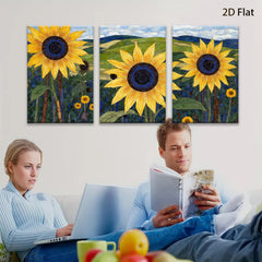 2D flat 1pc Vibrant Sunflower Field Canvas Wall Art Farmhouse Decor Living Room Bedroom Modern Gallery Wrapped Ready to Hang Floral Artwork