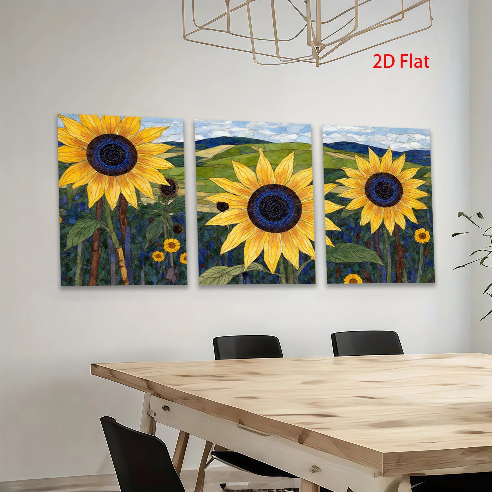 2D flat 1pc Vibrant Sunflower Field Canvas Wall Art Farmhouse Decor Living Room Bedroom Modern Gallery Wrapped Ready to Hang Floral Artwork