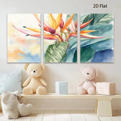 2D flat 1pc Vibrant Tropical Bird of Paradise Bloom Botanical Wall Art Living Room Bedroom Decor Gallery Wrapped Canvas Print Coastal Style Farmhouse Accent Modern Home Refresh