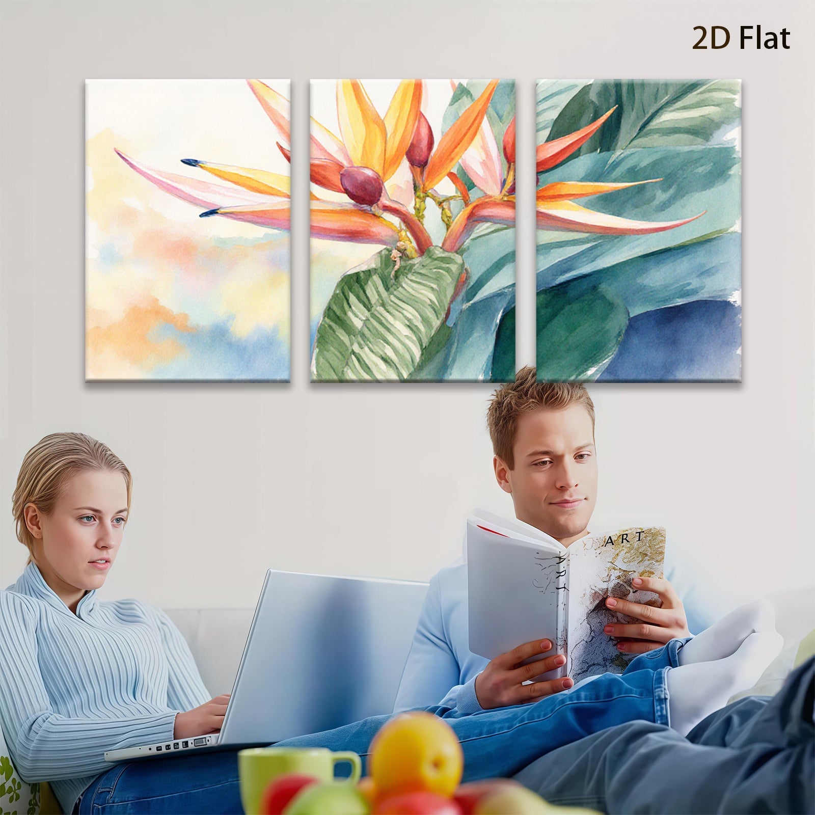 2D flat 1pc Vibrant Tropical Bird of Paradise Bloom Botanical Wall Art Living Room Bedroom Decor Gallery Wrapped Canvas Print Coastal Style Farmhouse Accent Modern Home Refresh