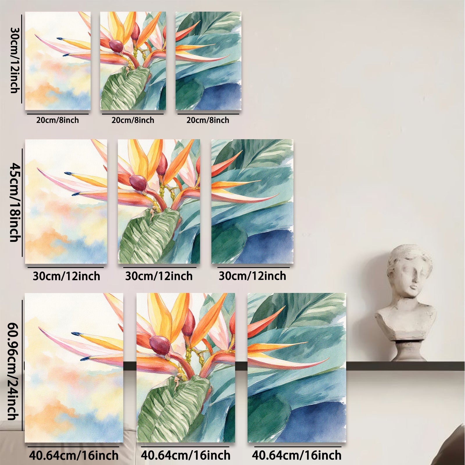 2D flat 1pc Vibrant Tropical Bird of Paradise Bloom Botanical Wall Art Living Room Bedroom Decor Gallery Wrapped Canvas Print Coastal Style Farmhouse Accent Modern Home Refresh