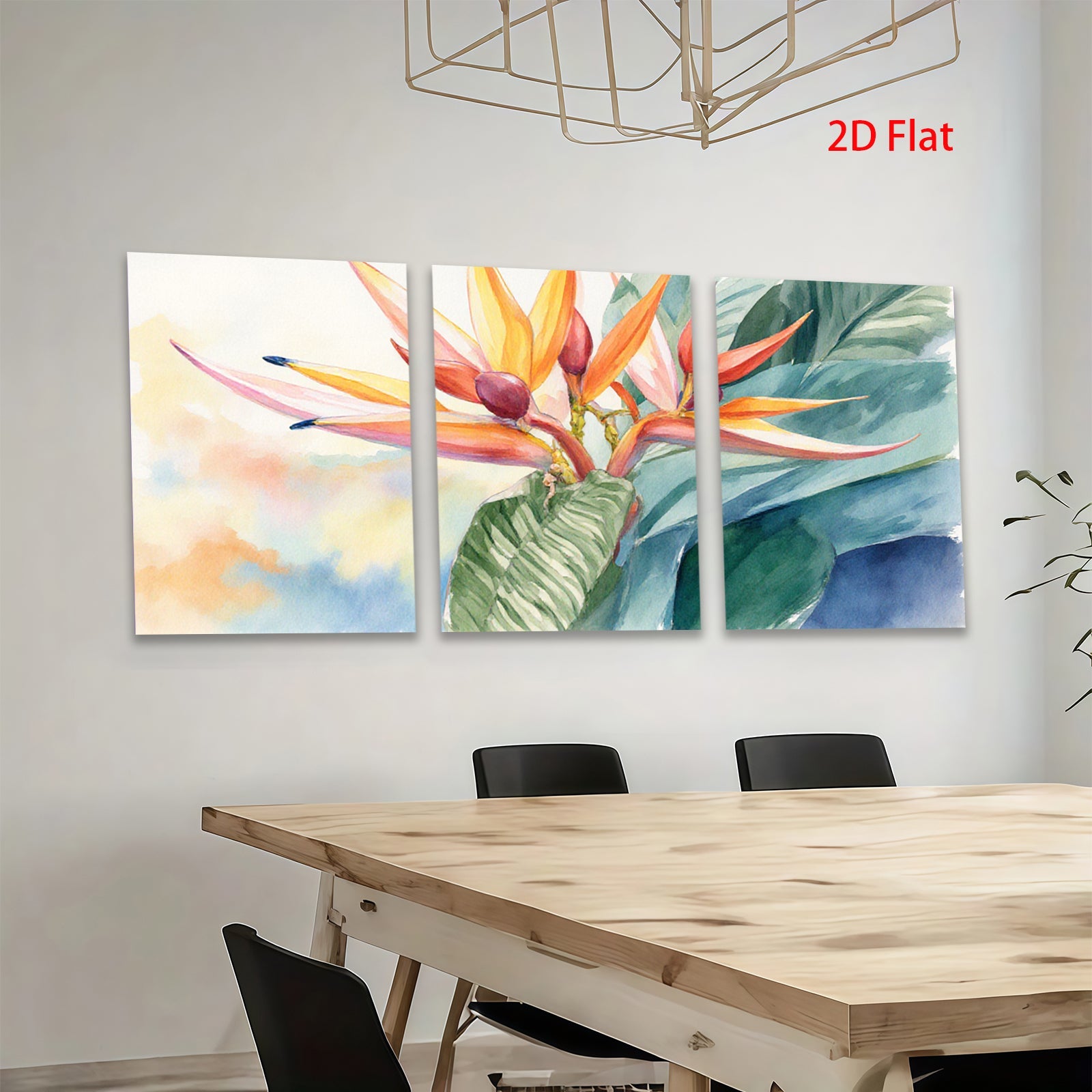 2D flat 1pc Vibrant Tropical Bird of Paradise Bloom Botanical Wall Art Living Room Bedroom Decor Gallery Wrapped Canvas Print Coastal Style Farmhouse Accent Modern Home Refresh