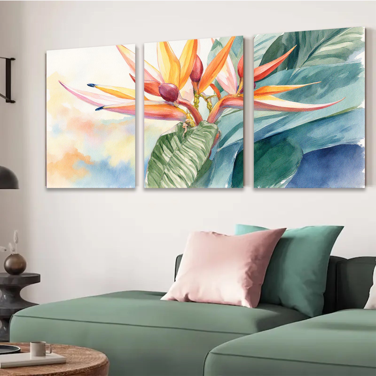 2D flat 1pc Vibrant Tropical Bird of Paradise Bloom Botanical Wall Art Living Room Bedroom Decor Gallery Wrapped Canvas Print Coastal Style Farmhouse Accent Modern Home Refresh