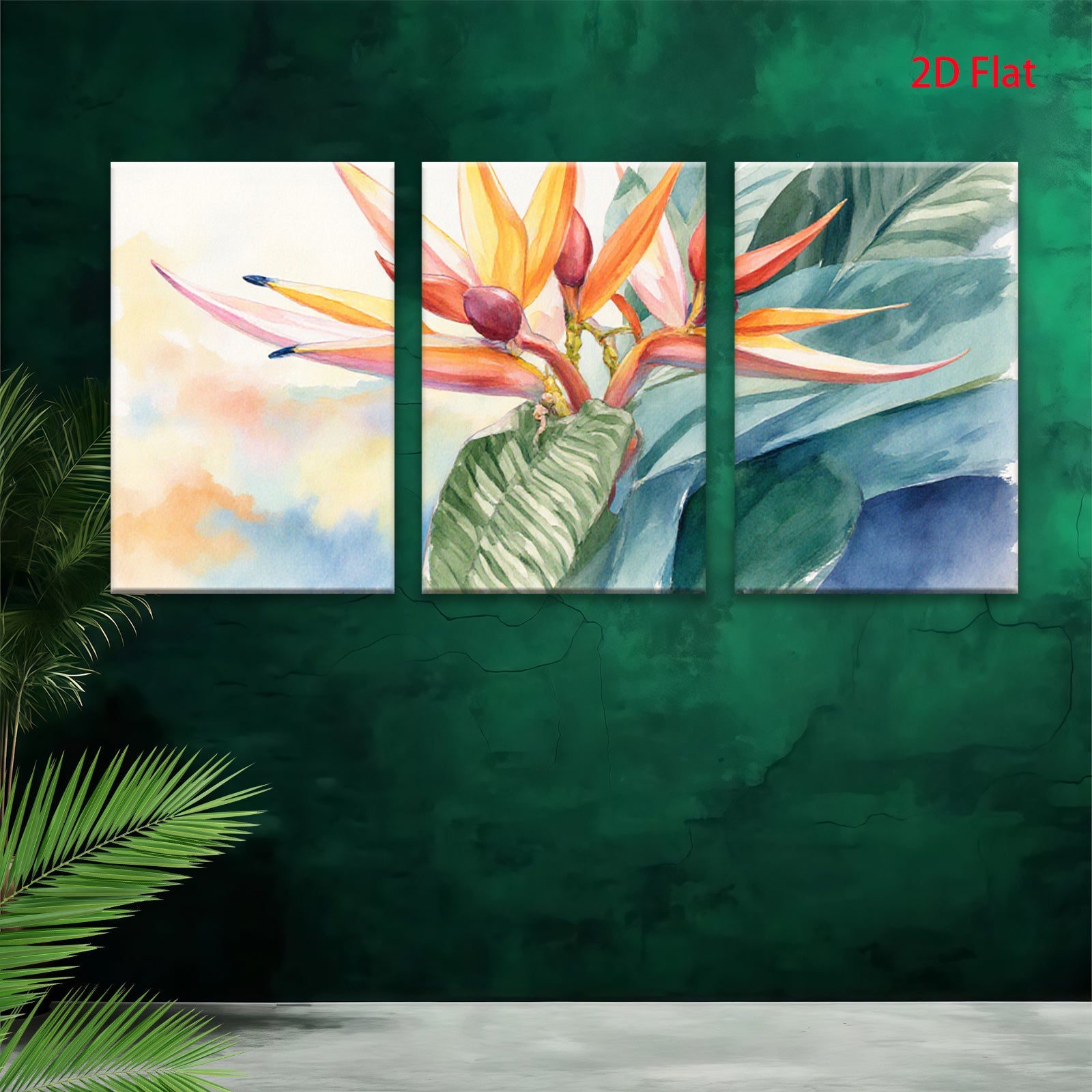 2D flat 1pc Vibrant Tropical Bird of Paradise Bloom Botanical Wall Art Living Room Bedroom Decor Gallery Wrapped Canvas Print Coastal Style Farmhouse Accent Modern Home Refresh